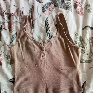 Women's Ribbed Tank Top - Tan